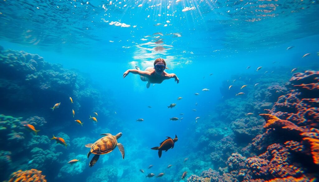 snorkeling with marine life